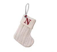 Gdfnmogo Christmas Stocking, Knitted Material With White Snowflake Alphabet Pattern, Hanging Rope For Tree Or Fireplace, 20X10cm, Holiday Home Décor(N)