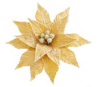 Gdfnmogo Christmas Tree Ornament, Velvet Simulation Flower With Frosted Effect, European Style Holiday Decor, 26Cm Diameter, Festive DIY Accessory(Golden)