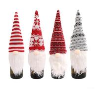 Gdfnmogo Christmas Wine Bottle Covers, Scandinavian Tomte Wine Bottle Covers 4 Pack Plush Bottle Dress Up Decorative Table Centerpiece For Home Party Family Gathering