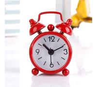 Gdfnmogo Classic Double Bell Analog Alarm Clock with Silent Scanning Movement for Bedside Night Use, Metal Construction and Battery Included, 6x4x1(3)