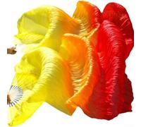 Gdfnmogo Dancing Fans Pair 1.8m Long Synthetic Imitation Silk with 16 Fan Bones for Stage Dance Performance, Smooth Drape, Wear-Resistant, Available(Orange)