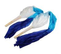 Gdfnmogo Dancing Fans Pair 1.8m Long Synthetic Imitation Silk with 16 Fan Bones for Stage Dance Performance, Smooth Drape, Wear-Resistant, Available(Blue)