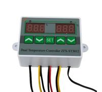 Gdfnmogo Digital Dual Temperature Controller Thermostat with Two For Relay Outputs, Programmable Control, 12V/24V DC and 220V AC Compatible, -50~110°C Range, ±0.5°C(12V)