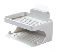 Gdfnmogo Double Layer Soap Dish, Wall Mounted for Lasting Dryness and Fast Drainage, Grey ABS Self-Draining Tray with Seamless Design, Bathroom Home(GREY)