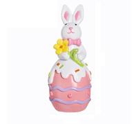 Gdfnmogo Easter Bunny Decorations with Resin Easter Egg Ornaments for Home Holiday Party Gifts, Yellow Pink Options(PINK)