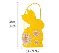 Gdfnmogo Easter Felt Bunny Basket, 21x12x9cm Spacious Treat Storage Bag, Lightweight Portable Handmade Craft for Children Easter Egg Hunts and Gifts(YELLOW)