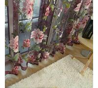 Gdfnmogo Floral Tulle Voile Curtain Panel Sheer Drape for Window Door Casement 1 x 2.5 m Polyester Lightweight Floral Design Home Garden Decor