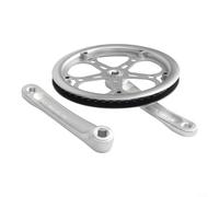 Gdfnmogo Folding For Bike Crankset 52T Chainring 170mm Square Taper Crank Arms with Guard Disc, Aluminium Alloy and Steel Single Speed or Variable Speed(Silver)