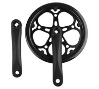 Gdfnmogo Folding For Bike Crankset 52T Chainring 170mm Square Taper Crank Arms with Guard Disc, Aluminium Alloy and Steel Single Speed or Variable Speed(Black)