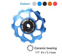 Gdfnmogo For Bicycle Rear Derailleur Pulley Wheel 11T Ceramic Bearing Aluminum Alloy 7075 For Jockey for Road For Bike 7/8/9/10 Speed Compatible with 4/5/6mm(Blue)