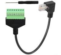 Gdfnmogo For RJ45 to 8-Pin Screw Terminal Block Adapter, Solder- Ethernet Connector for Cat5e/For Cat6/Cat7 Cable, 30cm Network Connection Line with Up/Down/Left/Right Bend(LEFT)