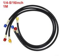 Gdfnmogo High Pressure Coolant Charging Hose for R22 and R134a Automotive AC Systems - 800 PSI Working Pressure, 4-Layer Reinforced Braid, Aluminum Alloy 1/4" & 5/16"(1/4-5/16INCH 1M)