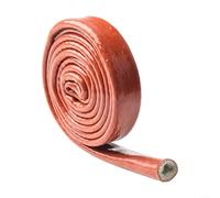 Gdfnmogo High Temperature Silicone Fiberglass Heat Shield Sleeve Protective Cable Cover Fire Resistant Pipeline Protector for Industrial Equipment 1.5M Length Red(10MM)