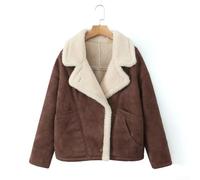 Gdfnmogo Ladies Solid Color Fuzzy Jacket Long Sleeve Outerwear | Faux lamb wool, soft for touch, windproof design, winter warmth, daily wear