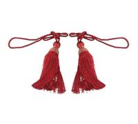 Gdfnmogo Large Tie Backs for Curtains, Ball Tassel Curtain Rope with 20 cm Tassels and 40 cm Strap, Set of 2, Compatible with Door and Wall Hanging Decor(Red)