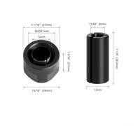 Gdfnmogo M20 Collet Chuck Adapter with Nut for 6mm 6.35mm 8mm 10mm Bits, Carbon Steel Split Bushing Converter for Engraving and Woodworking Router, Compatible(12x6)