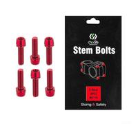 Gdfnmogo M5 x 18 mm Stainless Steel Handlebar Stem Bolts Set, 6 Pcs For Bicycle Stem Shifter Screws with Color PVD Coating for Cycling Components, Threaded(red)