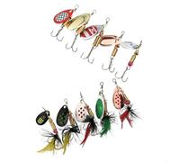 Gdfnmogo Metal Spinner Lure for Bass Fishing - 10PCS Hard Metal Spinner Baits Kit with Realistic Swimming Action, High Reflection Multico(B KIT)