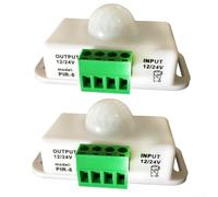 Gdfnmogo Motion Sensor Switch for PIR LED Strip Controller with 5m Range 60-Degree FOV DC12V/DC24V Adjustable Delay Black(White)