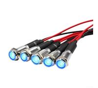 Gdfnmogo Pack of 5 8mm Metal Indicator Light 12V LED Signal Lamp with Waterproof Rating, Compatible with 12V Systems, Red/Yellow/Blue/Green/White Options(yellow)