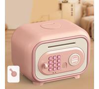 Gdfnmogo Password Piggy Bank with Fingerprint Unlocking and Automatic Money Roll for Large Capacity Safe Storage in Home Decor, Educati(PINK-A)