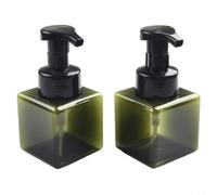 Gdfnmogo Plastic Amber Pump Bottles 250ml 8oz for Hand Liquid Soap Shampoo Lotion Travel Storage Containers Reusable Leak-Proof Cosmetic Dispenser 2 Pack(Dark Green)