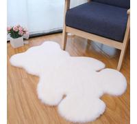 Gdfnmogo Plush Bear Carpet 1.5x2ft Soft Polyester Faux Rabbit Skin Rug with Non-Slip Backing for Bedroom, Living Room and Kids Room Decor in Mult(BEIGE WHITE)