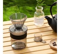 Gdfnmogo Pour Over Coffee Dripper with Built-in Scale, 430ml Borosilicate Glass Hand Brew Coffee Maker for Travel, Camping & Home Use - 3-in-1 Clever Dripper