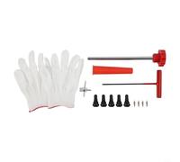 Gdfnmogo Quick Change Tire Valve Stem Tool Kit for Cars, Trailers & Motorcycles - Includes 5 TR413 Valves, 4-Way Valve Core Tool, T-Hook, Conical Positioning Tube & Metal Push Rod