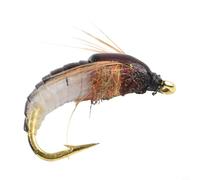 Gdfnmogo Realistic Nymph Scud, Artificial Larva Bait with High Carbon Steel Hooks, Hand-Tied Feathers for Trout Fishing in Freshwater and Saltwater(12#)