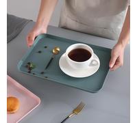 Gdfnmogo Rectangular Serving Tray for Home and Restaurant Use, Multi-Purpose Small Food Tray with Raised Edges, 21 x 29.5 cm, ABS Material, Eas(BLUE)