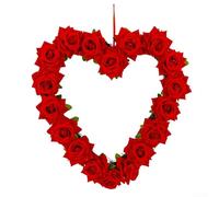 Gdfnmogo Red Rose Heart Wreath For Valentine's Day, Valentines Day Wreath, Heart Shaped Red Rose Grapevine Wreath, Elegant Home Decoration For Doors And Windows