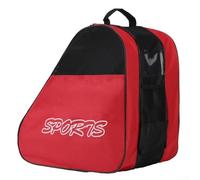 Gdfnmogo Roller Skating Bag, Oxford Cloth + PP, 41x25x39 cm, Three-Layer Compartment Design for Helmets, Gear & Skates up to Size 44, Unisex Adult Use(RED)