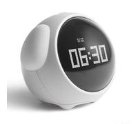 Gdfnmogo s Alarm Clock wi Voice Control Night Light, Dual Alarm Sei, Adjustable Brightness, Display and Expressions for Children's Bedroom(WHITE)