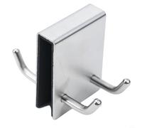 Gdfnmogo Shower Hook without Drilling Towel Holder for Glass Door with Sponge Protection Pad, 304 Stainless Steel Double Hooks for 6-11mm Frame