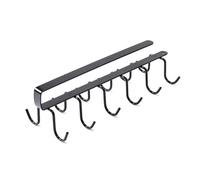 Gdfnmogo Space-Saving Cup Holder for Cabinet with 12 Hooks - Multi-Functional Hanging Mug Hook Organizer for Kitchen or Wardrobe, Fits Mugs, Utens(Black)