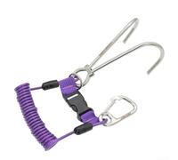 Gdfnmogo Stainless Steel Double-Ended Reef Hook with -Loaded Safety Lanyard for Scuba Diving, Quick-Release Buckle & O-Ring for Accessories, 14 x 7 x 6 cm(purple)