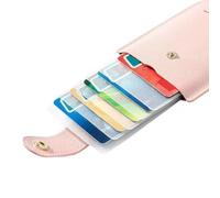 Gdfnmogo Thickened Drawer Style Business Card Holder with Multiple Slots, PU Leather Stackable Card Organizer for Business Cards and Bank Cards,(Rosy)