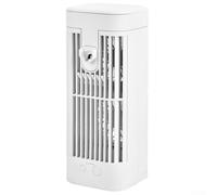 Gdfnmogo USB Portable Desktop Air Cooler with Night Light and Atomizing Humidifier for Home, Office and Camping Use, 3 Adjustable Wind Speeds, Whi