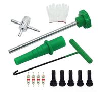 Gdfnmogo Valve Stem Installation Kit for Automotive Tire Repair - Copper & Nylon Manual Valve Core Removal Tool Set with T-Hook, Puller, and Wrench - 30-Piece Dent(13PCS)