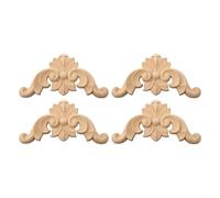 Gdfnmogo Wooden Carved Corner Onlay Applique, Set Of 4 Furniture Mouldings Decal, DIY Home Decor European Style Elegant Wall Door Cabinet Decoration(8x8cm)