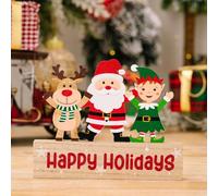 Gdfnmogo Wooden Santa Elk Christmas Tree Hanging Ornaments for Holiday Seasonal Décor - Traditional Festive Wood Decorations with Flat Back Design(A)