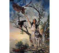 GDFWB Jigsaw Puzzle | Indian Woman Eagle Wolf Toy Puzzles | 1000 Pieces, 75*50cm, Wood, Traditional, Rectangular, 1000 Pieces, 1 Set, 1 Item, 3 Content, All Ages