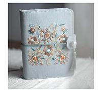 GDHKDDFL Luxury foil-stamped diary, Cotton Blue Embroidery Cover Loose Leaf A5 / A6 Binder Notepad Perusonal Stationery Diary(2,Loose Leaf A6)
