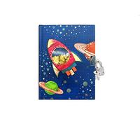 GDHKDDFL Luxury foil-stamped diary, Kids Journal Lock Diary For Boys, Spacecraft Shakable Sequin Secret Personalized,Students School Office Supplies,s