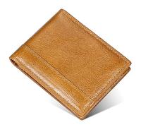 GDHKDDFL Retro-Style Wallets, Oil Waxed Leather Muti-Functional with Blocking Men's Wallets, 1 Transparent Photo Window,2 Large Note Room(Unique Colour)