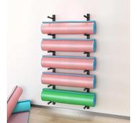 GDHKDDFL Yoga Mat Storage Storage Rack Yoga Mat Multi-layer Holder, Home Gym Wall Mount Towel Organizer(Black,6 layer 103CM)