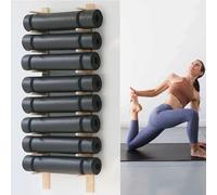GDHKDDFL Yoga Mat Storage Yoga Mat Holders Vintage Wooden Foam Roller Storage Organizer, Wall Mounted or Floor Standing Home Gym Rack Shelf