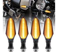 GDICONIC 4Pcs 12V 17LED Motorcycle Turn Signal Indicators Flowing LED Lights Amber and Blue Daytime Running Lights Universal Waterproof Turning Indicators for Motorbike Scooter