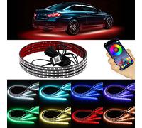 GDICONIC 4x RGB LED Under Car Tube Strip Underglow body Neon Light Kit Phone App Control RGB LED Strips Bluetooth Car Atmosphere Lights